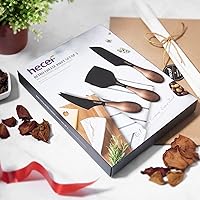 Vista 6 de hecef Juego de 3 cuchillos de queso, cuchillos de queso retro multiusos de grano de bronce, el juego incluye un cuchillo de cincel, negro