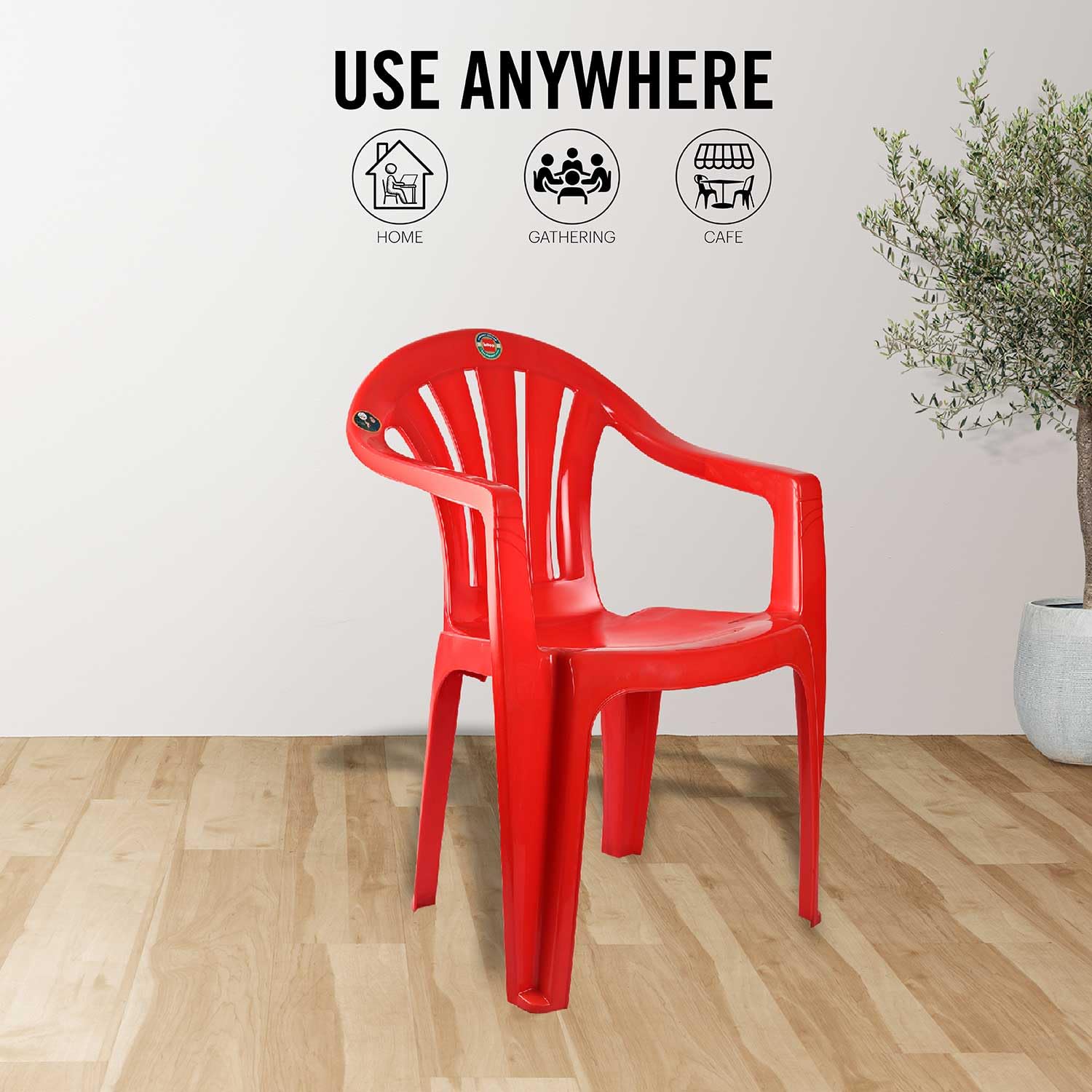 Cello Plastic Capri Chair - Red | Strong and Durable | Easy to