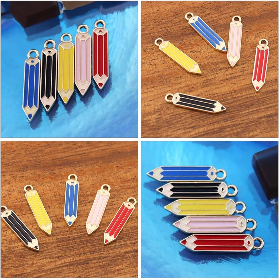 50Pcs Colored Pencil Charms 2.65In Alloy Crayon Pendants for Diy Jewelry Making Earrings Necklace Bracelet Keychain Accessories - Image 8