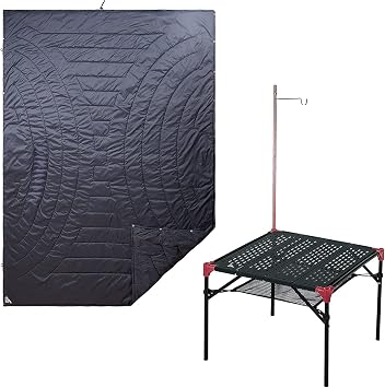 iClimb 1 3M Thinsulate Insulation Warm Camping Blanket and 1 Hollow Out Extendable Table with Hanger Bundle, Ultralight Compact for Adults Teens Backpacking Camping Hiking