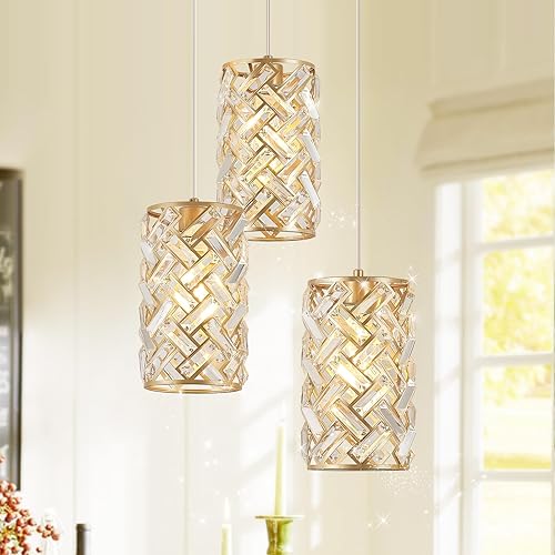 Miniatura 10 de CATINER Moderna lámpara de araña de cristal K9  Candelabros redondos dorados de lujo para comedor, dormitorio, sala de estar, luz de techo alto de