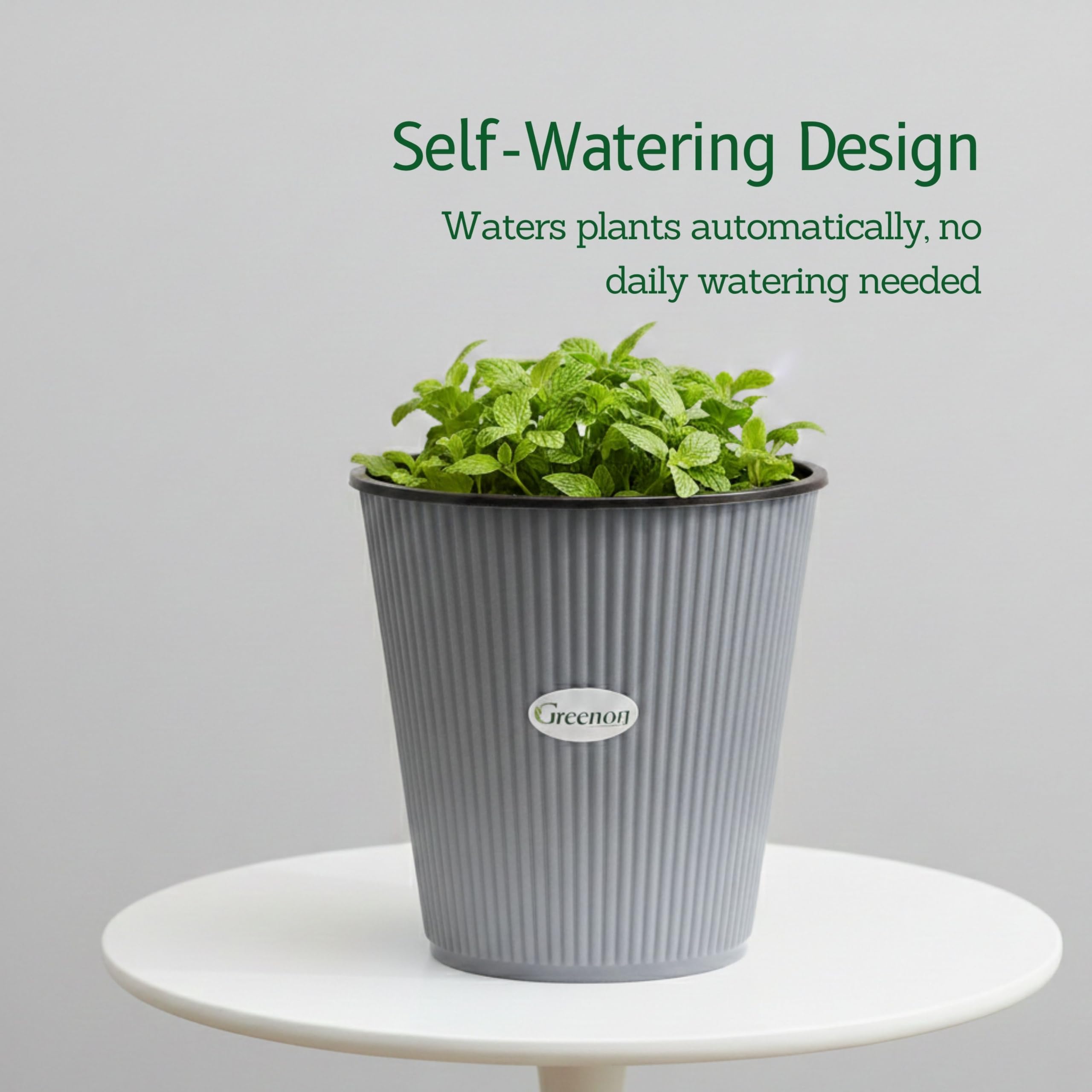 GREENON 7" Self-Watering Plant Pots - Set of 8 -2 GREENON 7" Self-Watering Plant Pots - Set of 8 -2