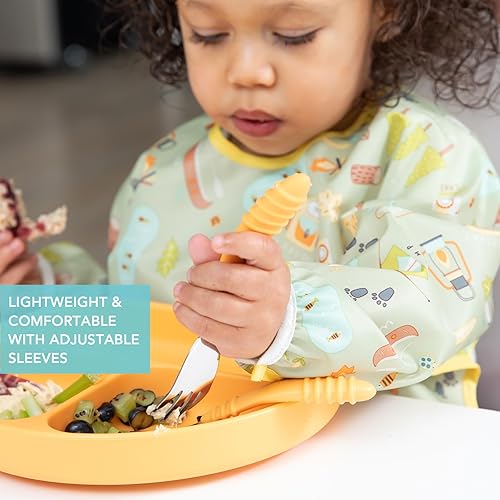 Miniatura 10 de Bumkins - Babero con mangas para bebé babero para niños pequeños tela impermeable se adapta a edades de 6 a 24 meses