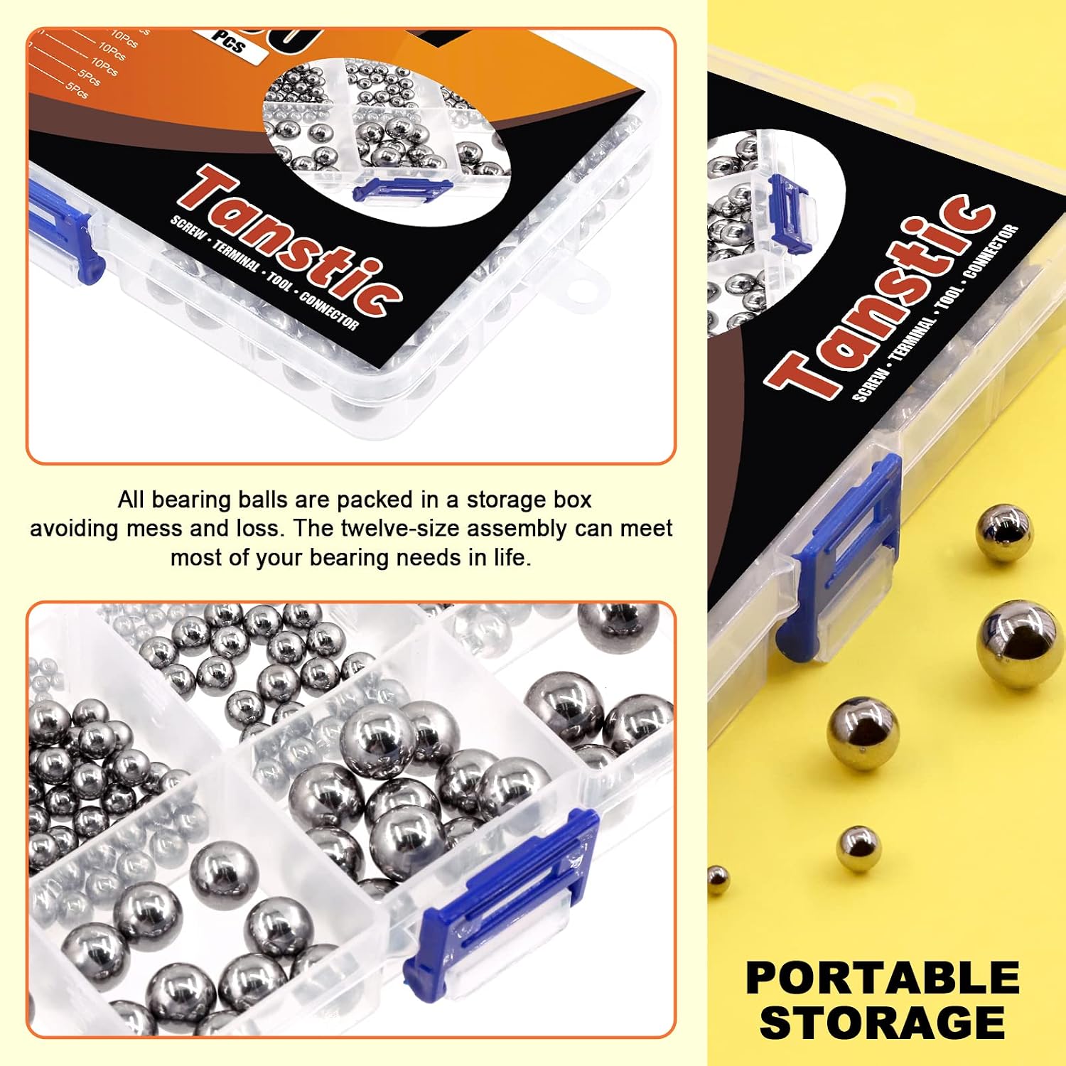 Tanstic 330Pcs 16 Size Metric Precision Steel Bearing Steel Ball Assortment 1mm 2mm 2.5mm 3mm 3.5mm 4mm 4.5mm 5mm 5.5mm 6mm 7mm 8mm 9mm 10mm 11mm 12mm