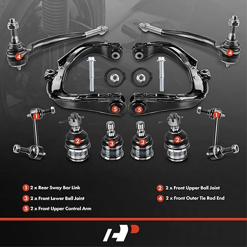 Miniatura 2 de A-Premium Juego de 10, brazo de control superior delantero, rótula inferior superior, extremo de barra de acoplamiento exterior, enlace de barra