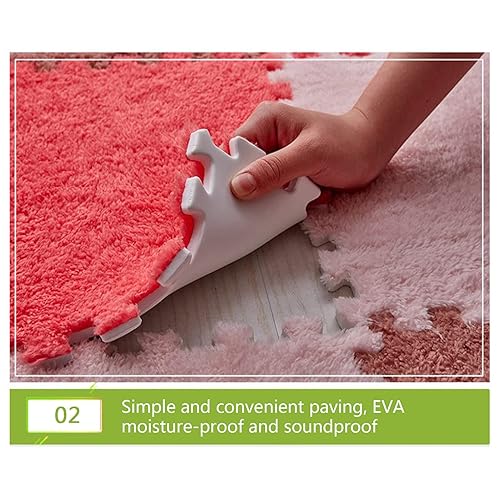 Miniatura 5 de Tapete de espuma de rompecabezas de felpa, tapete de empalme de bloque de dormitorio, tapete de juego esponjoso lavable para el hogar, alfombras