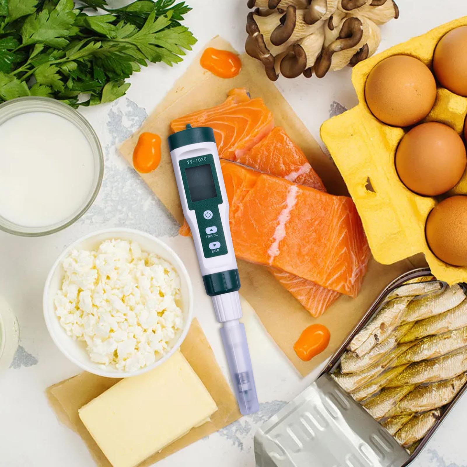 Misuratore di PH Digitale: Strumento di misurazione della Sicurezza | alimentare portatile con sensore di sonda preciso | Dispositivo di controllo della qualità della cucina, laboratorio di cucin