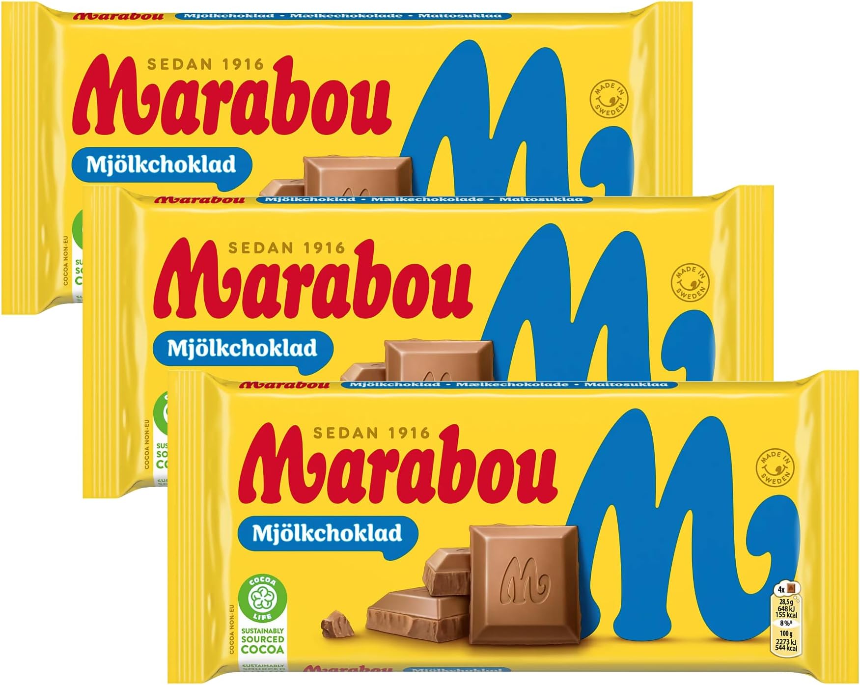 Skandikitchen Marabou Milk Chocolate, All New Mjolkchoklad 3 x 160g