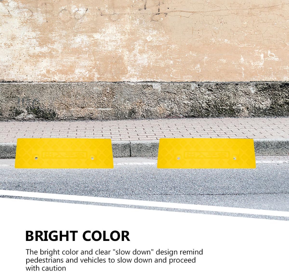 2Pcs Yellow 3Cm High Car Wheel Ramps Threshold Ramps for Driveway Curb Protection Vehicle Loading Suitable for Automobiles and Wheelchairs
