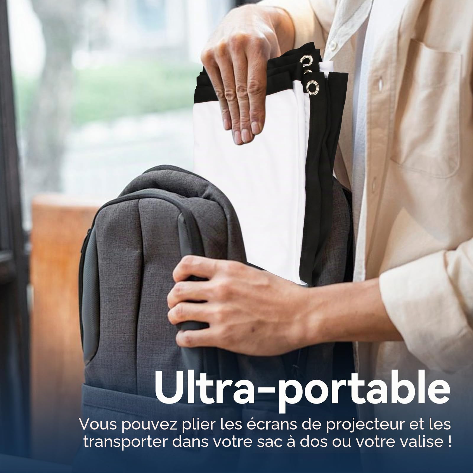 Ecran Projection Extérieur 100 Pouces, Infroissable Haute RéSolution, Toile Projecteur Portable, Blanc Videoprojecteur 4k, écrans de Projection pour Home Cinéma, TV, Bureau, école et Camping