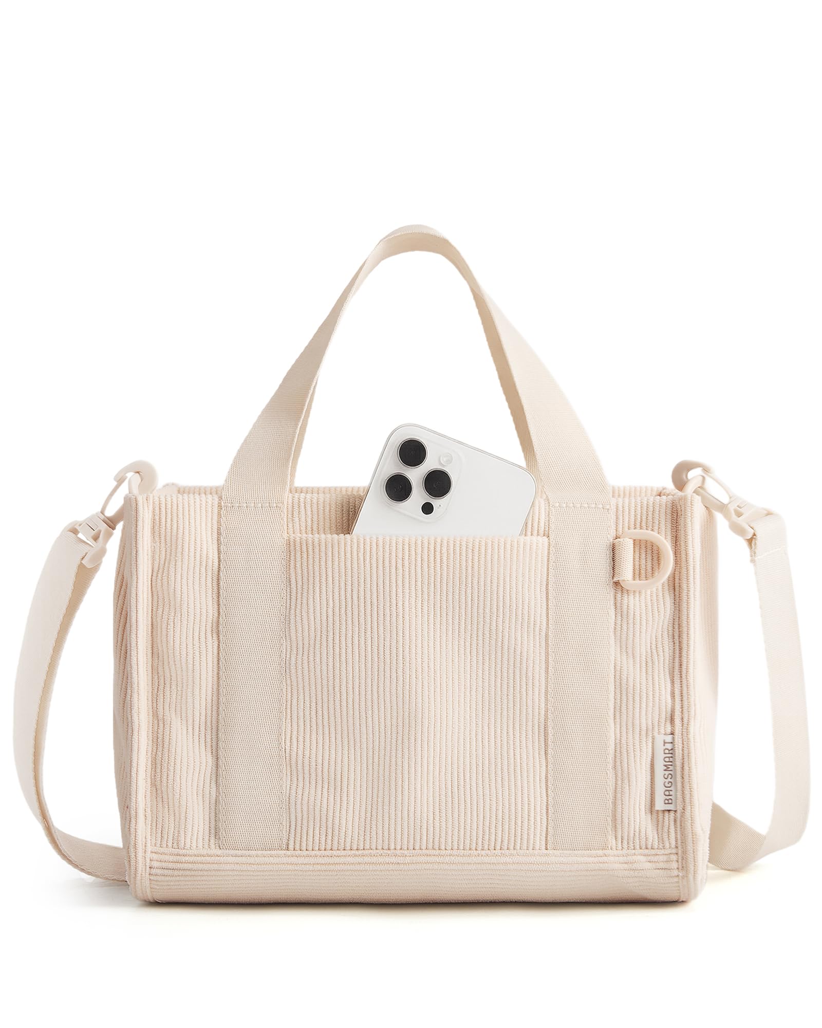 BAGSMART Corduroy Tote Bag for Women Work Small Crossbody Bag for Teacher 12L fits 14 laptop 40oz tumbler