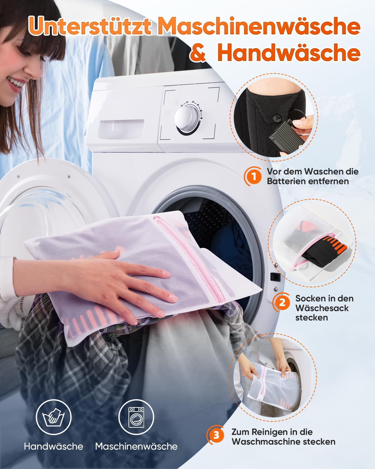 2026 Upgraded Beheizbare Socken, Wiederaufladbare Heizsocken mit 2×5000mAh 5V Akku, 3 Wärmeeinstellungen & 360° Heizung Beheizte Socken, Waschbare Beheizbare Socken Damen Herren für Ski Jagen Wandern