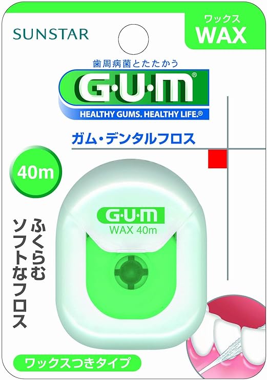 Amazon GUM(ガム) デンタルフロス [ワックス ふくらむタイプ] ワックスあり 歯間ケア 40m 単品 GUM(ガム