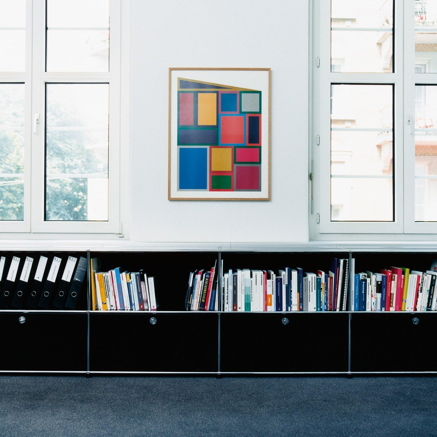 Modern Storage Cabinet Versatile Free-Standing Organizer for Home, Office, Garage, Gym, School (Black G) Black G-15"D x 90"W x 29"H