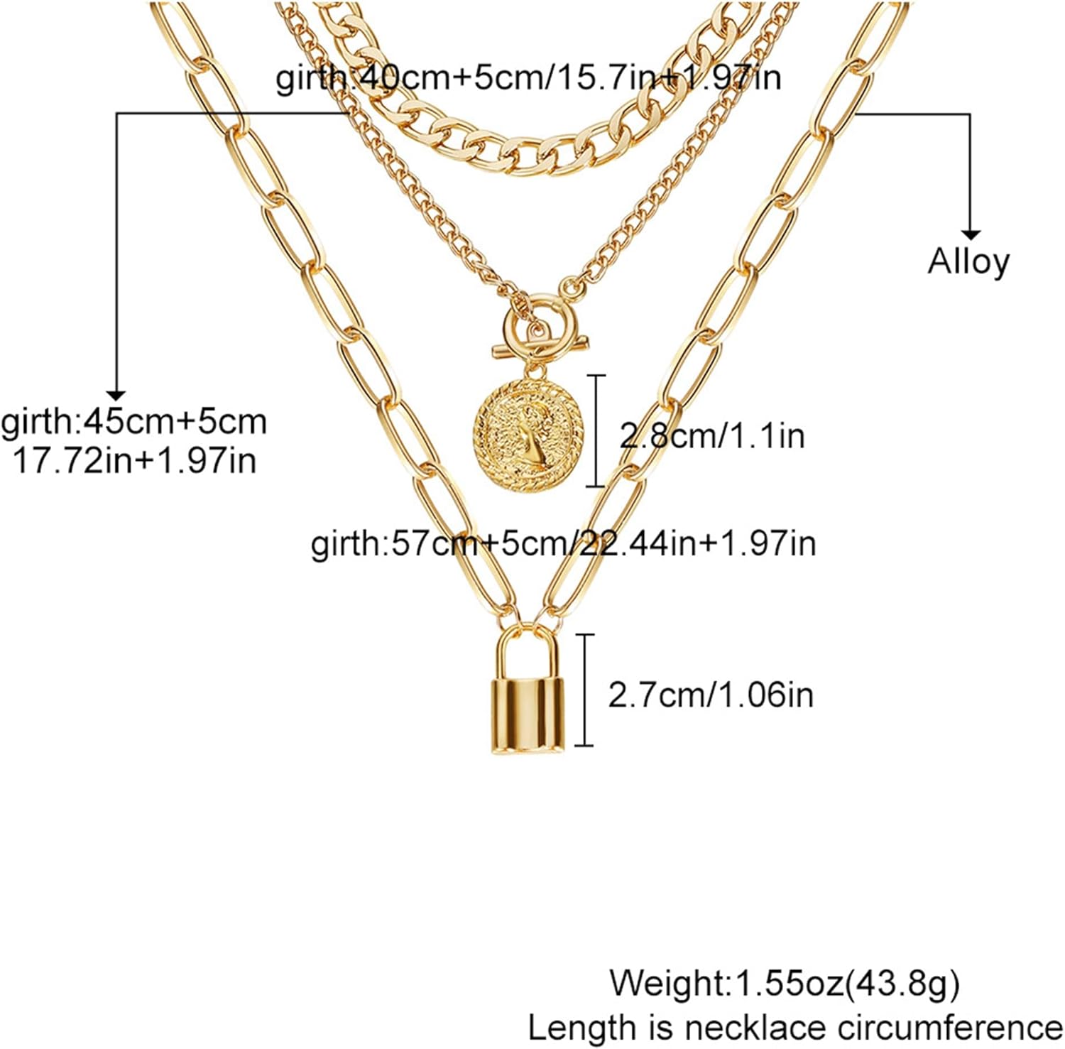 Gold Layered Necklaces for Women Chunky Stacked Necklaces for Women Trendy Retro Coin Pendant Necklace Womens Multilayer Chain Necklaces Fashion Jewelry Gifts - Image 9