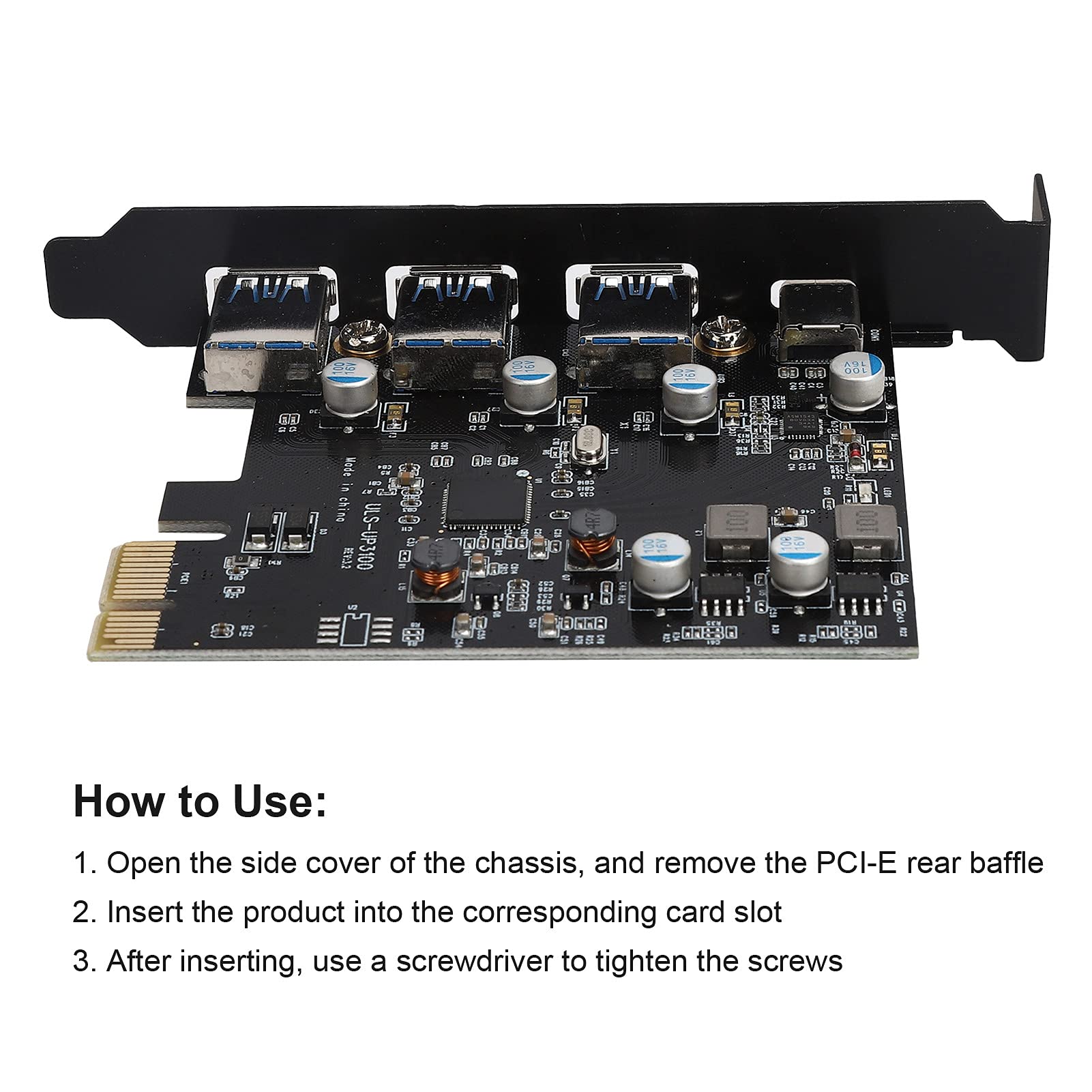 Ausla Scheda di Espansione PCIe a USB 3.0 TypeC, 3 Porte