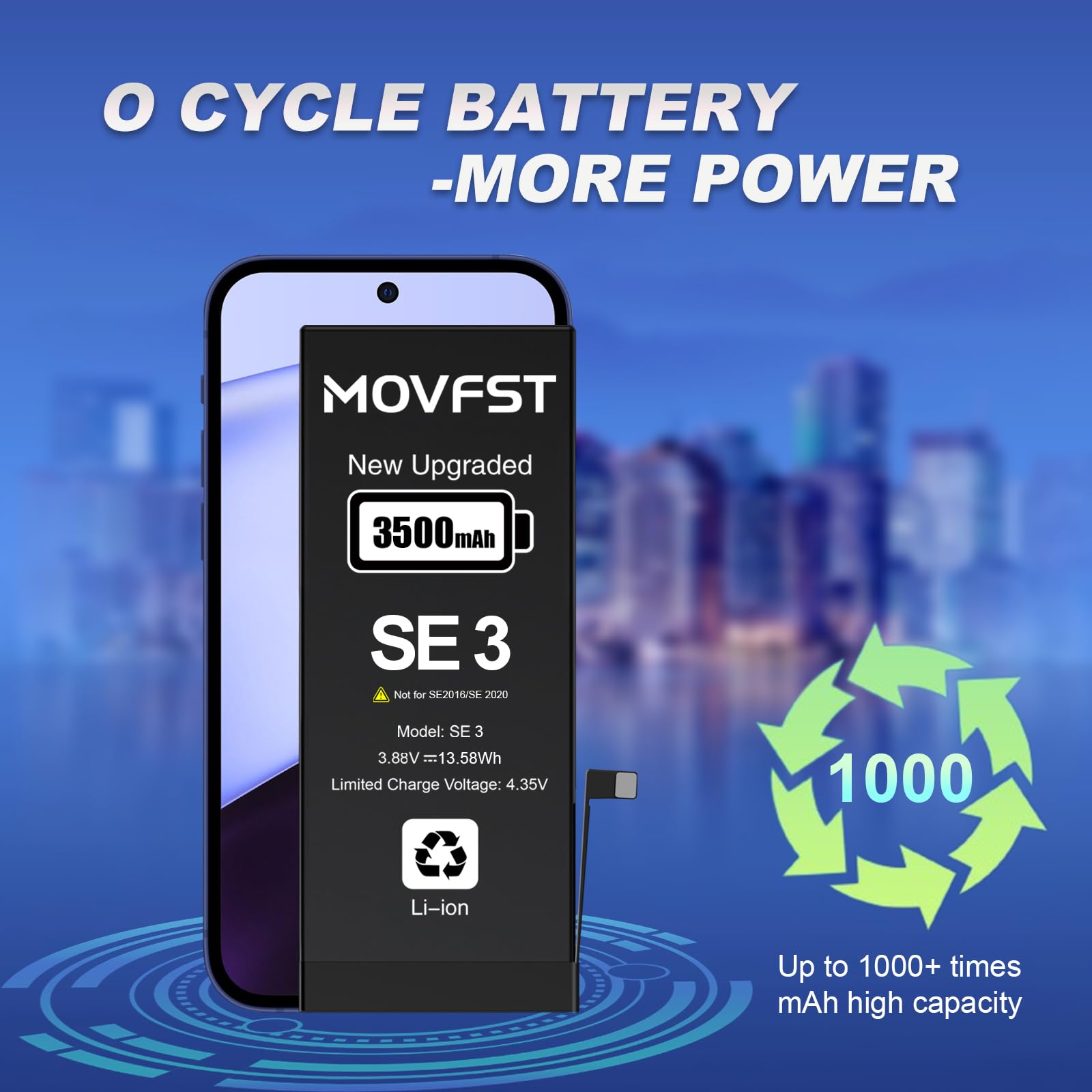 iphoneSE3 64g 純正新品 Reseller battery 100％ MOVFST Replacement Battery for iPhone SE 2022 3rd Gen,3500mAh Li