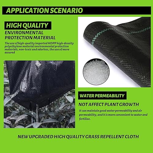 Miniatura 4 de Tela de barrera de malezas de 3 x 100 pies, resistente, tela geotextil duradera de 3.2 onzas, tapete de protección contra malas hierbas, tela de