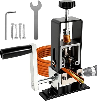 Copper Wire Stripping Machine, Drill Powered & Hand Crank Wire Stripper Tool, 0.061 Inch Scrap Cable Peeler, Heavy Duty Adjustable for Copper Metal Recycling