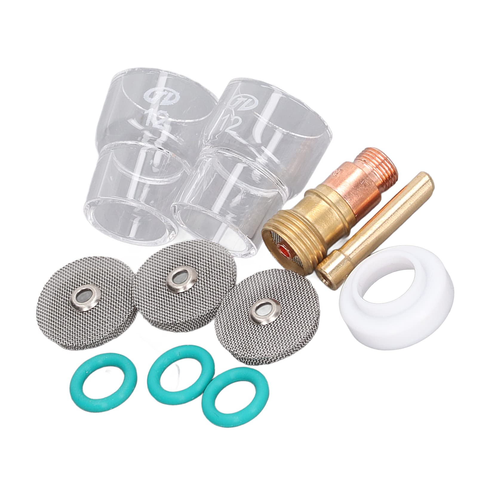 TIG Welding Torch Glass Cup, 11Pcs TIG Welding Torch Accessories, TIG Welding Torch Gas Lens for WP17, Mechanicalcomponents
