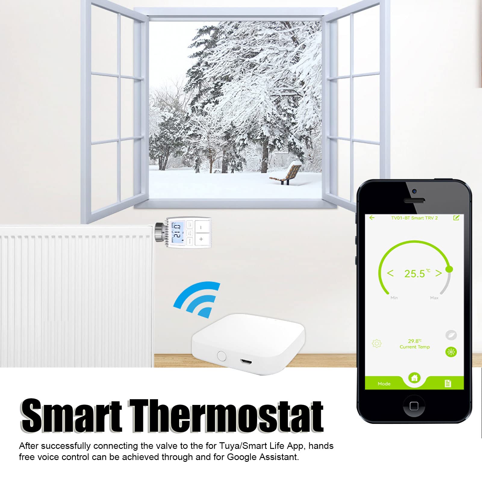 Inteligentny termostat grzejnikowy kontrola aplikacji cyfrowy regulator temperatury dla aplikacji Tuya Smart Home (bez baterii)