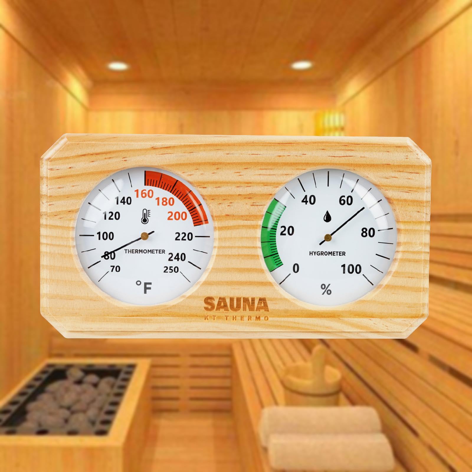 Termometro-igrometro per Sauna, Igrometro Professionale da Parete per Misurare Temperatura E umidità in Casa, Fahrenheit