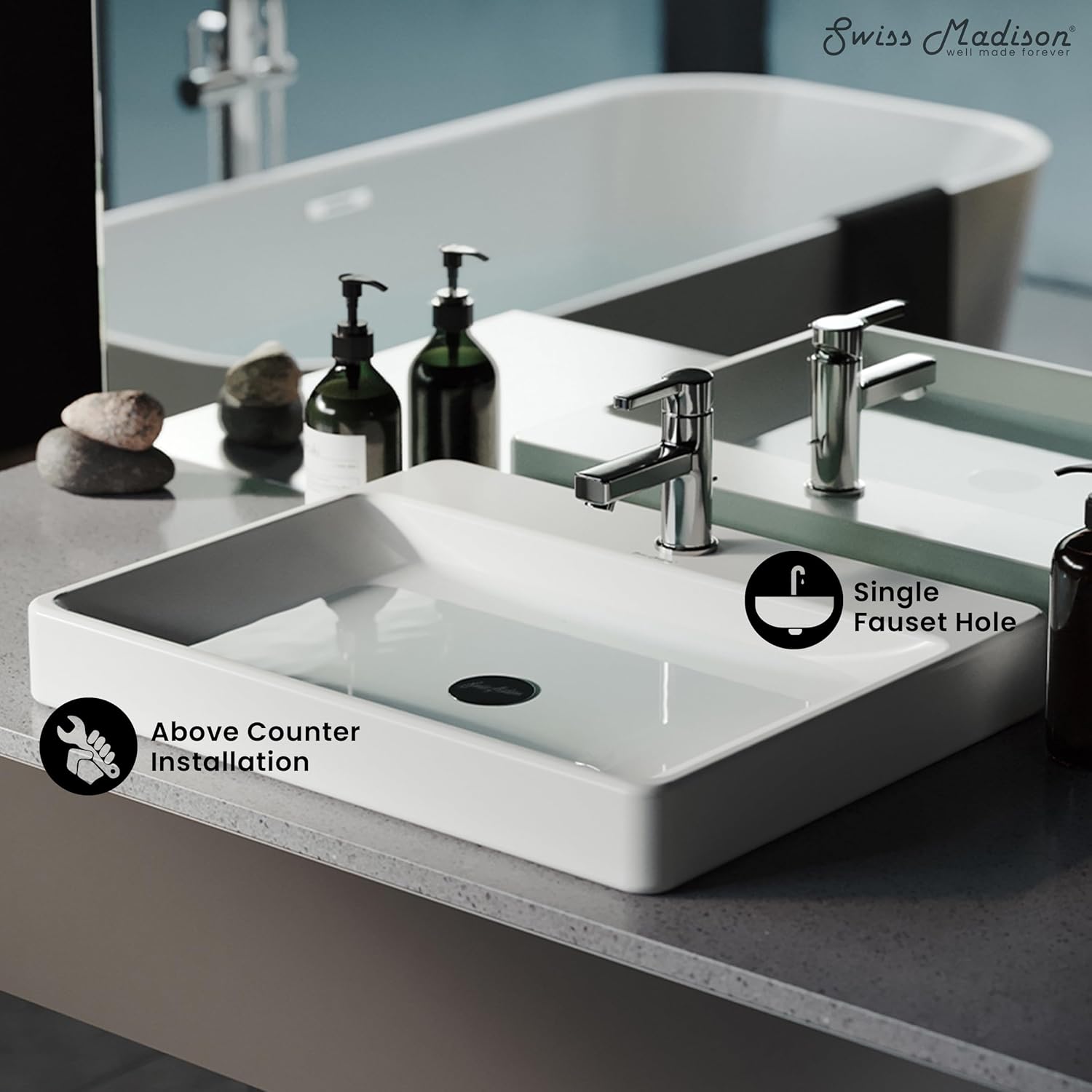 Swiss Madison Carré Large Rectangle Vessel Sink