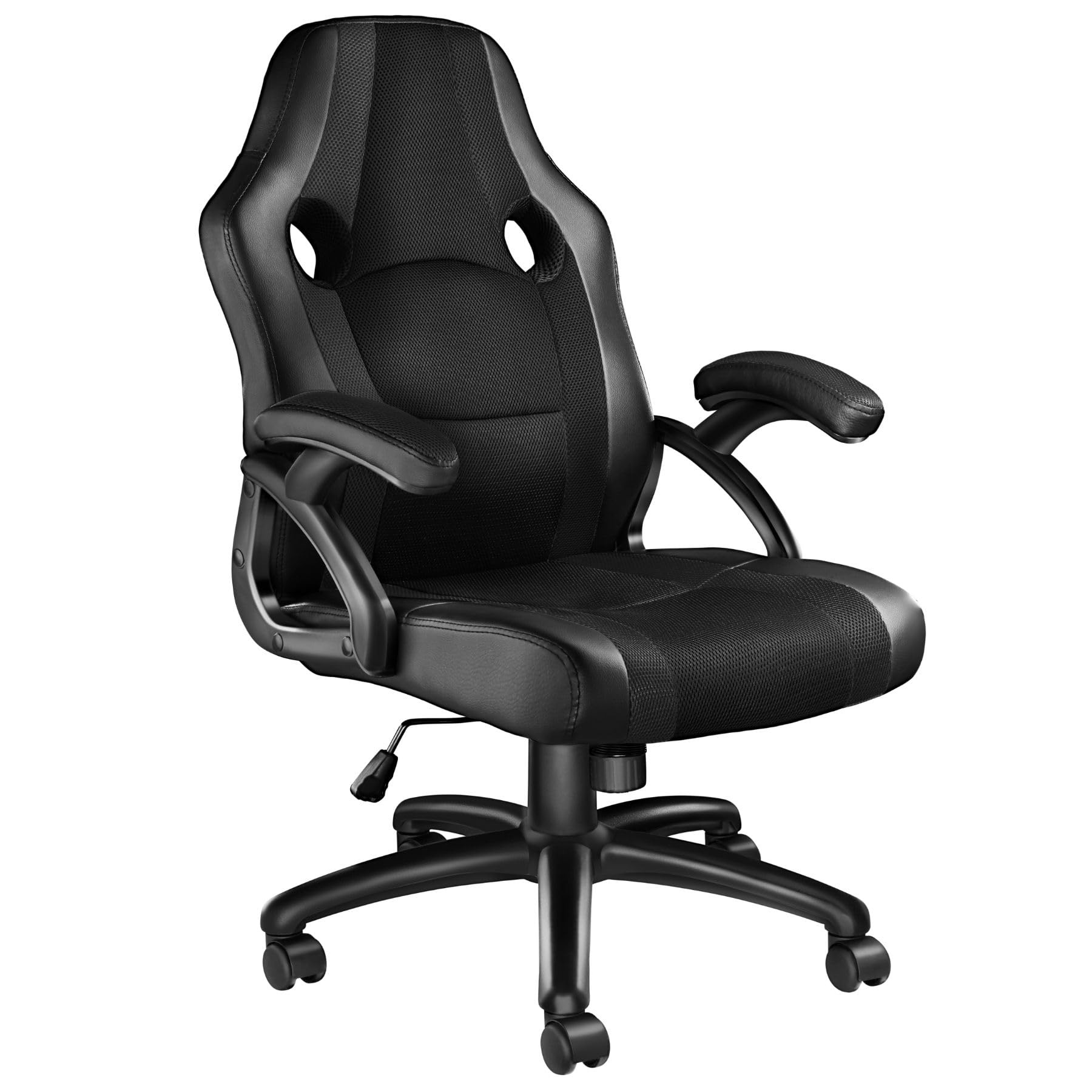 TecTake® Silla Gaming, Silla Oficina Ergonómica, Reposabrazos, Ajustable Altura, Silla Estudio, Gaming Chair, Asiento Gamer, Sillón Gaming, Ergonómico, Mecanismo Basculante, Giro 360 - Negro/Negro