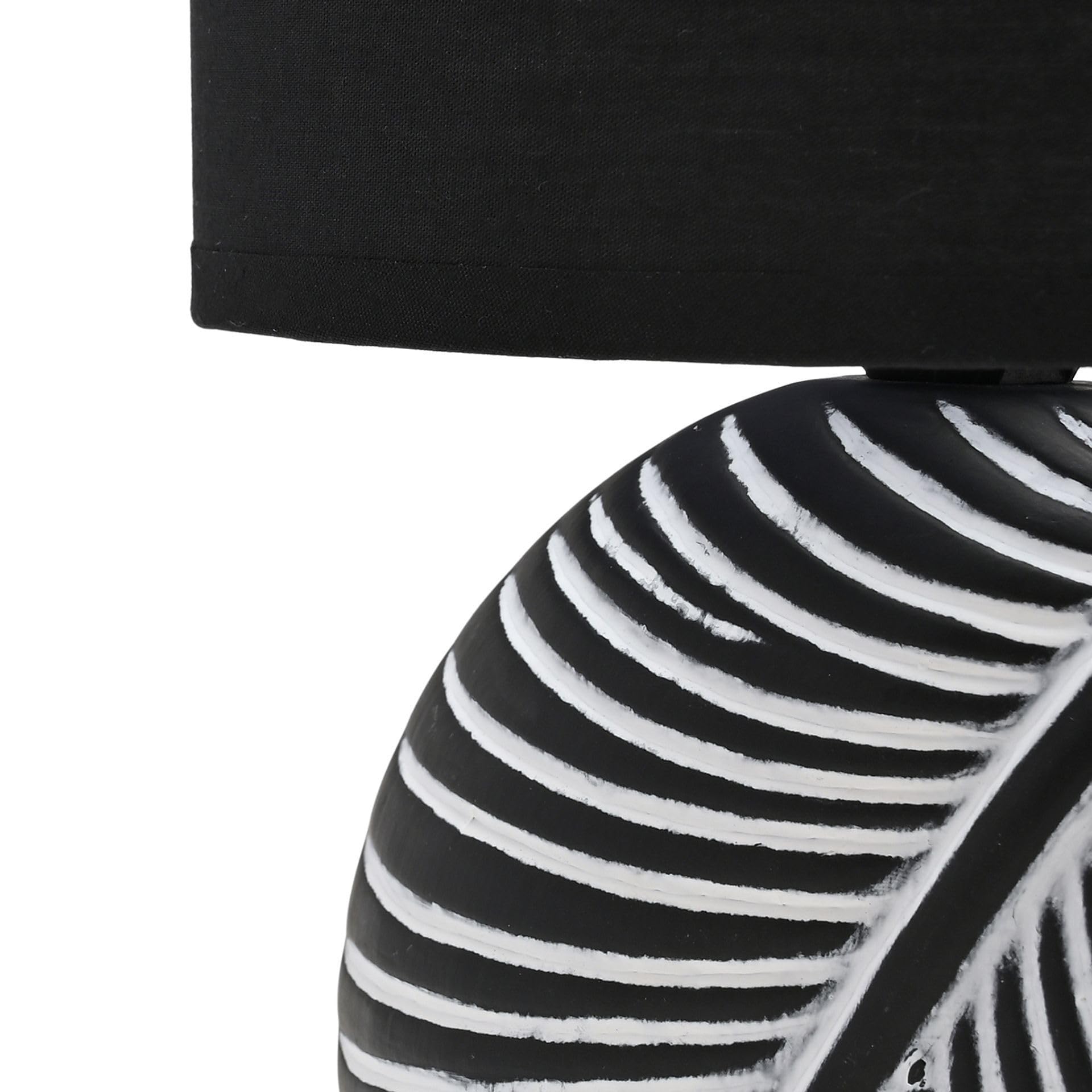 Widdop and Co Hestia Natural Circle Leaf Lamp, Black and White, Ceramic, Contemporary and Stylish Design, Table Lamp - Image 3