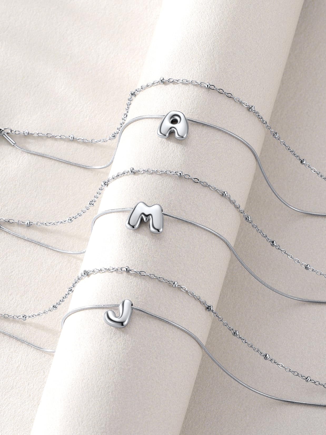 U7 Bracciale Cavigliera Donna con Ciondolo Iniziale A-Z Personalizzato in Acciaio Inossidabile, Doppio Strato con Lettera Colore Argento/Oro Lunghezza 22+5cm, Gioielli Impermeabili per Estiva