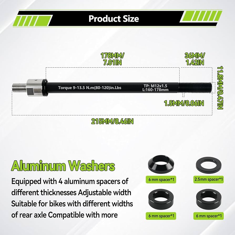 YUETTYY Bike Trailer Thru Axle Adapter,Adjustable Shaft Length