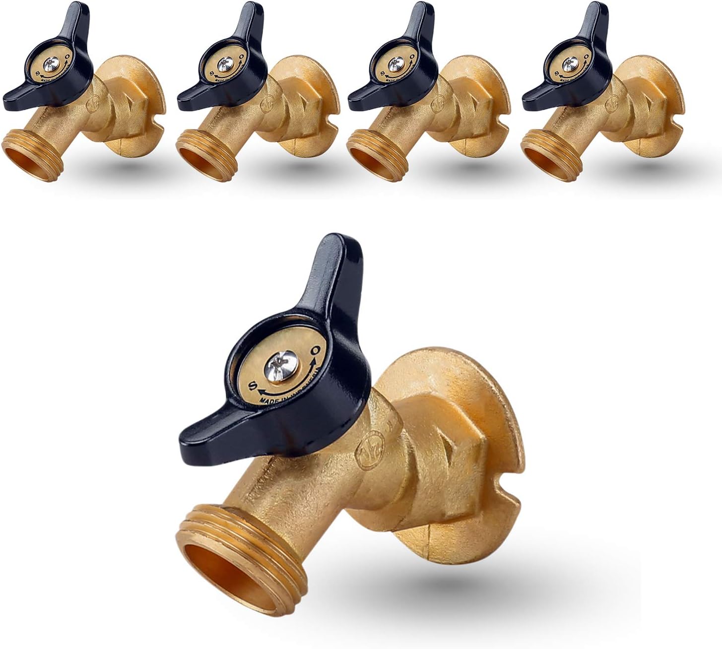 Midline Valve 69564-5 Quarter Turn Sillcock Bibb 3/4, Cast Brass (5Pack), 3/4 in. FIP Inlet x 3/4 in. MHT Hose Outlet, 5 Count