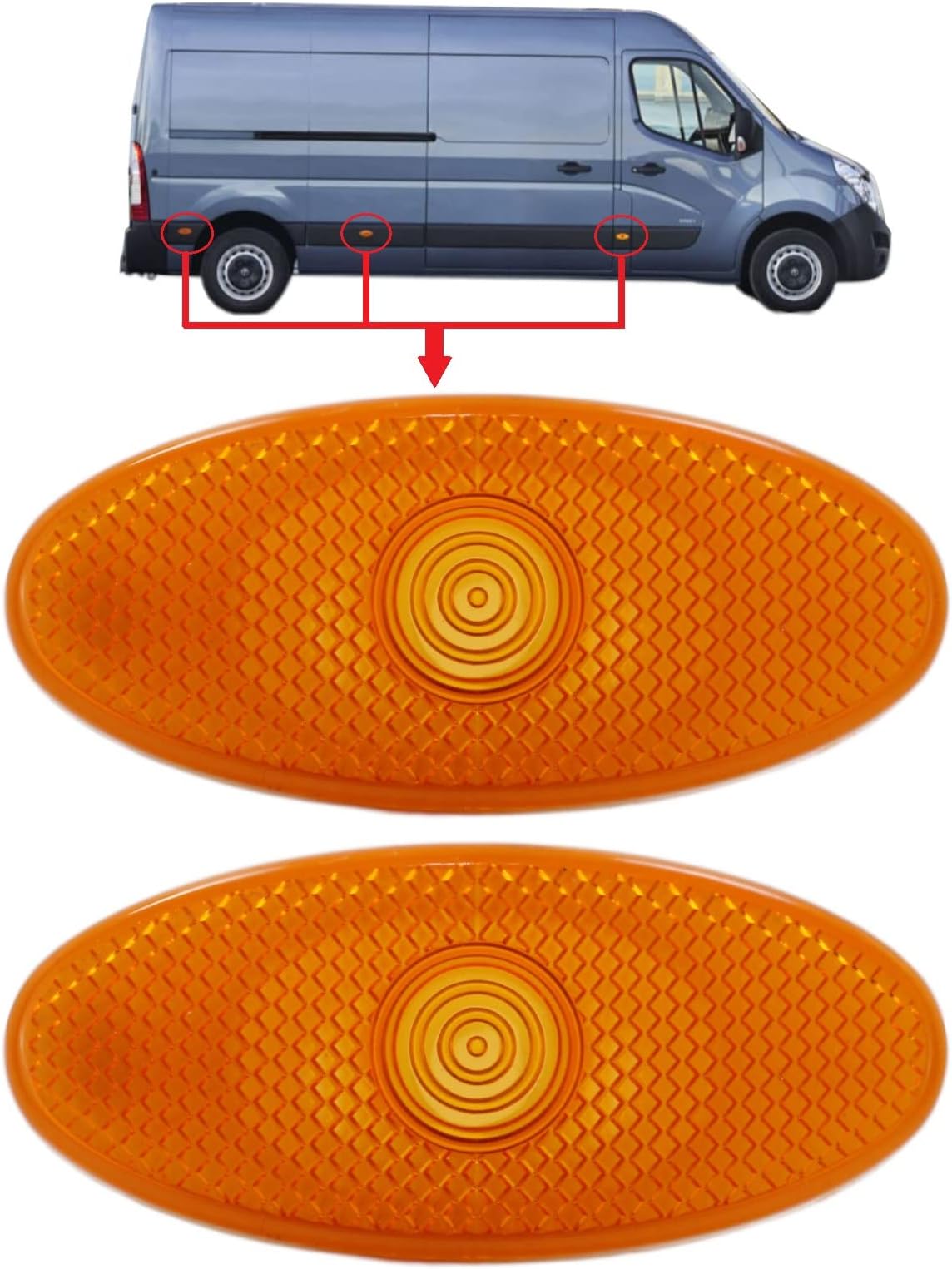 2x Side Marker Indicator Lamp Light Lens Amber For Renault Master Mk3 Vauxhall Movano B Mk2 Nissan NV400 261B00001R 4419475 2618000Q0A