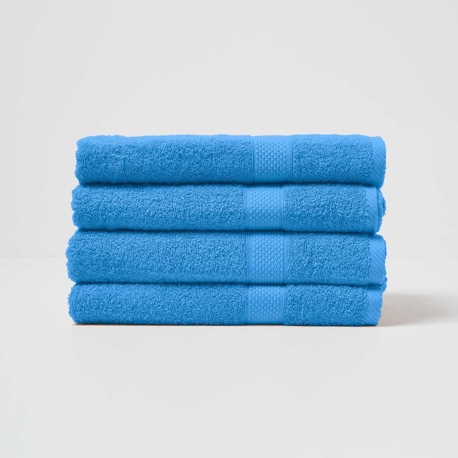 HOMESCAPES Cobalt Blue Turkish Cotton Set of 4 Bath Towels Super Soft Thick & Absorbent 500 GSM Towel Heavy Weight for everyday Luxury
