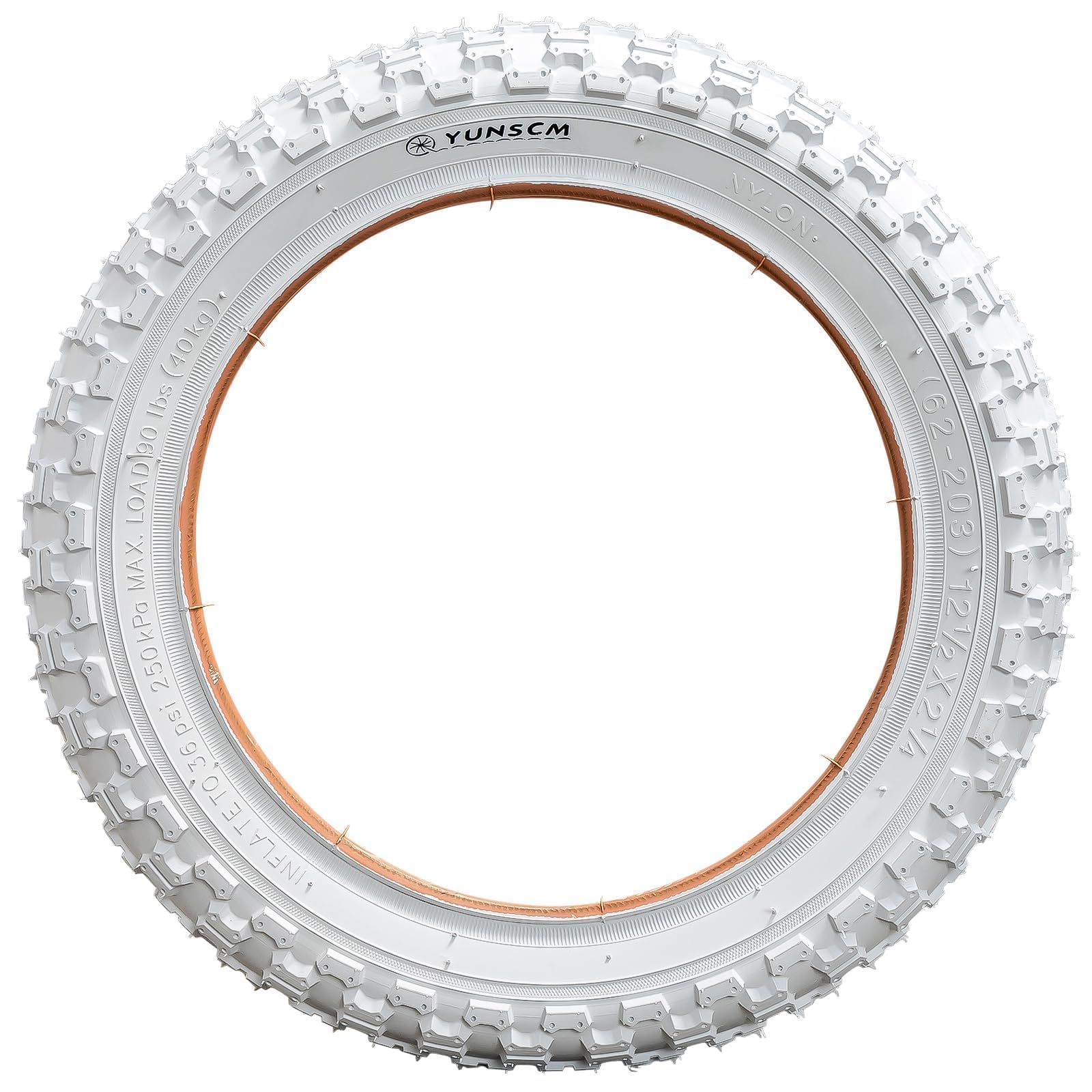 YUNSCM 2-PCS 14 pollici Montagna bicicletta pneumatici 14x2.125/57-254 and 14 pollici bicicletta camera d'aria Schrader Valve Compatible with 14x2.0 14x2.1 14x2.125, White (Y-1049)