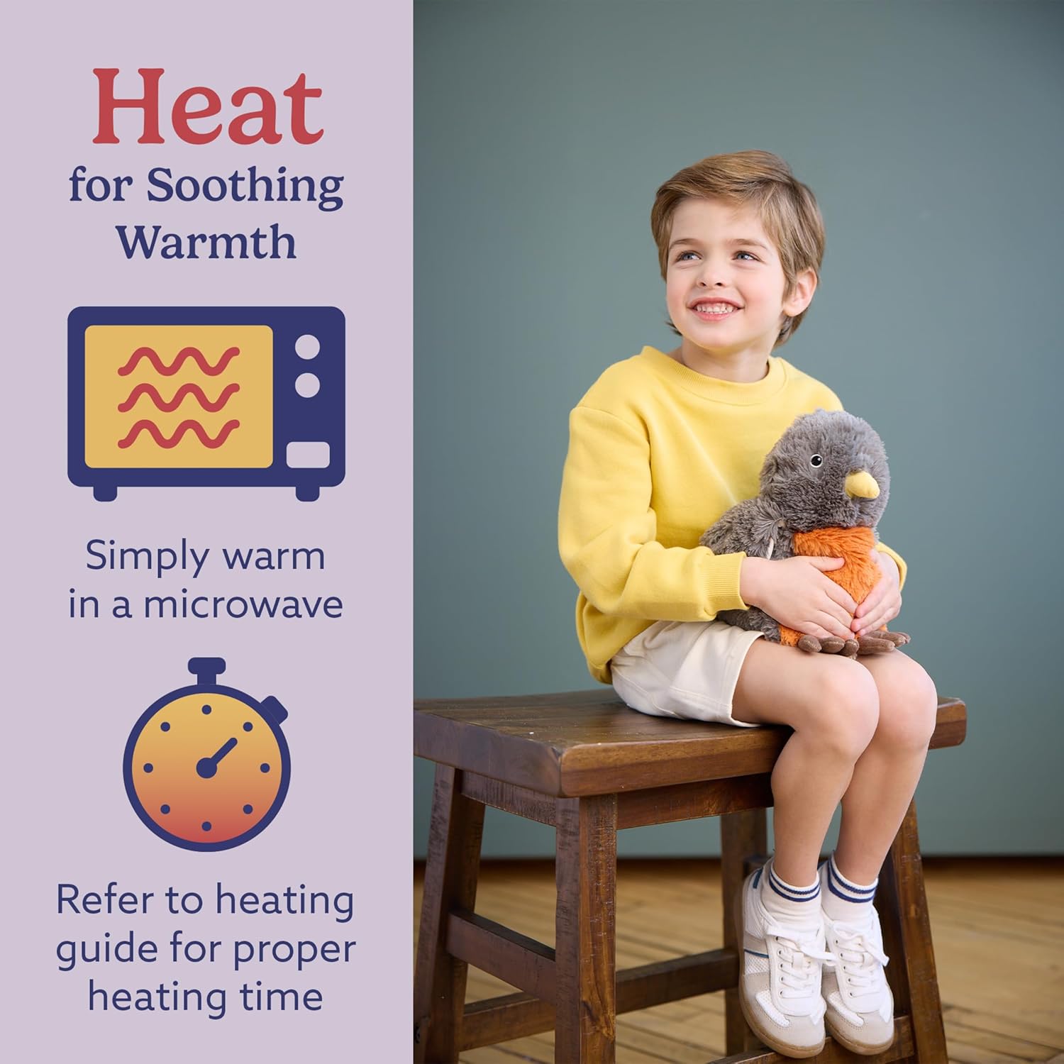 warmies Microwavable & Weighted Stuffed Animals, American Robin - Heated Stuffed Animal Plushie for Warmth & Comfort - Cute Soft Plush Toys for Adults & Children (Boys, Girls, Babies & Toddlers) - Image 4