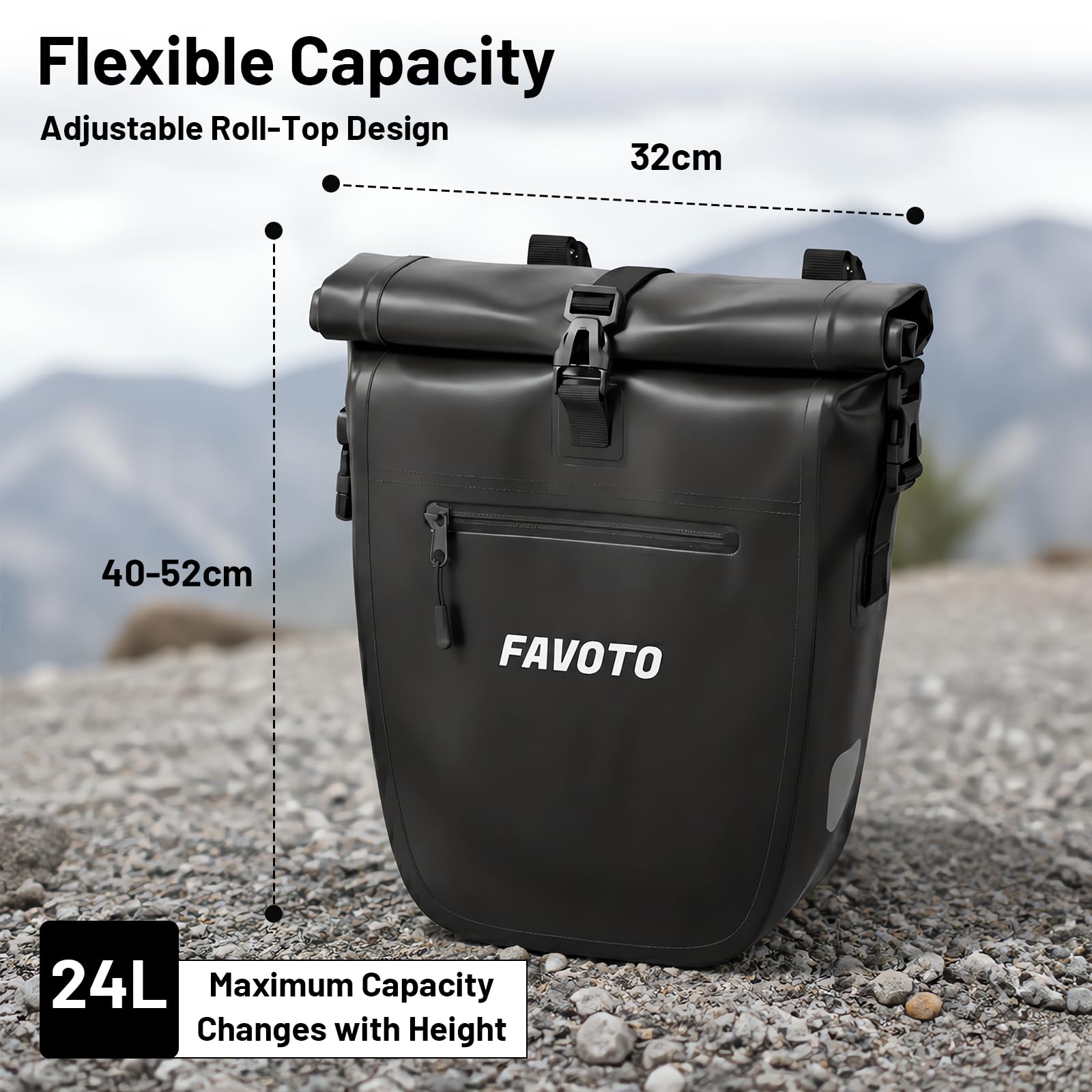 Favoto wasserdichte Fahrradtaschen für Gepäckträger, 24L*2