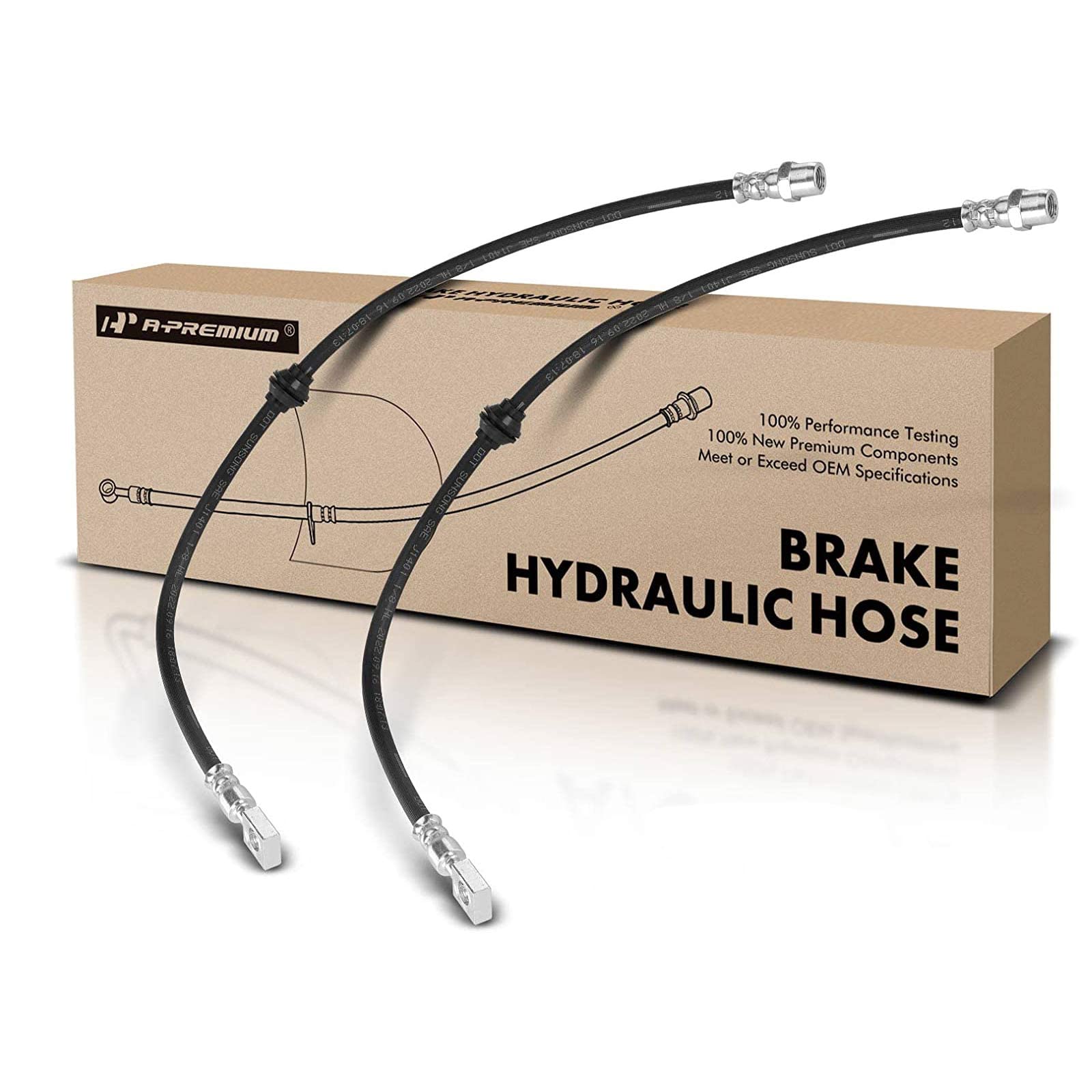 A-Premium Front Brake Hydraulic Hoses Compatible with Mini Cooper 2002 2003 2004 2005 2006 2007 2008 L4 1.6L Replace# 34306794002 2-PC Set