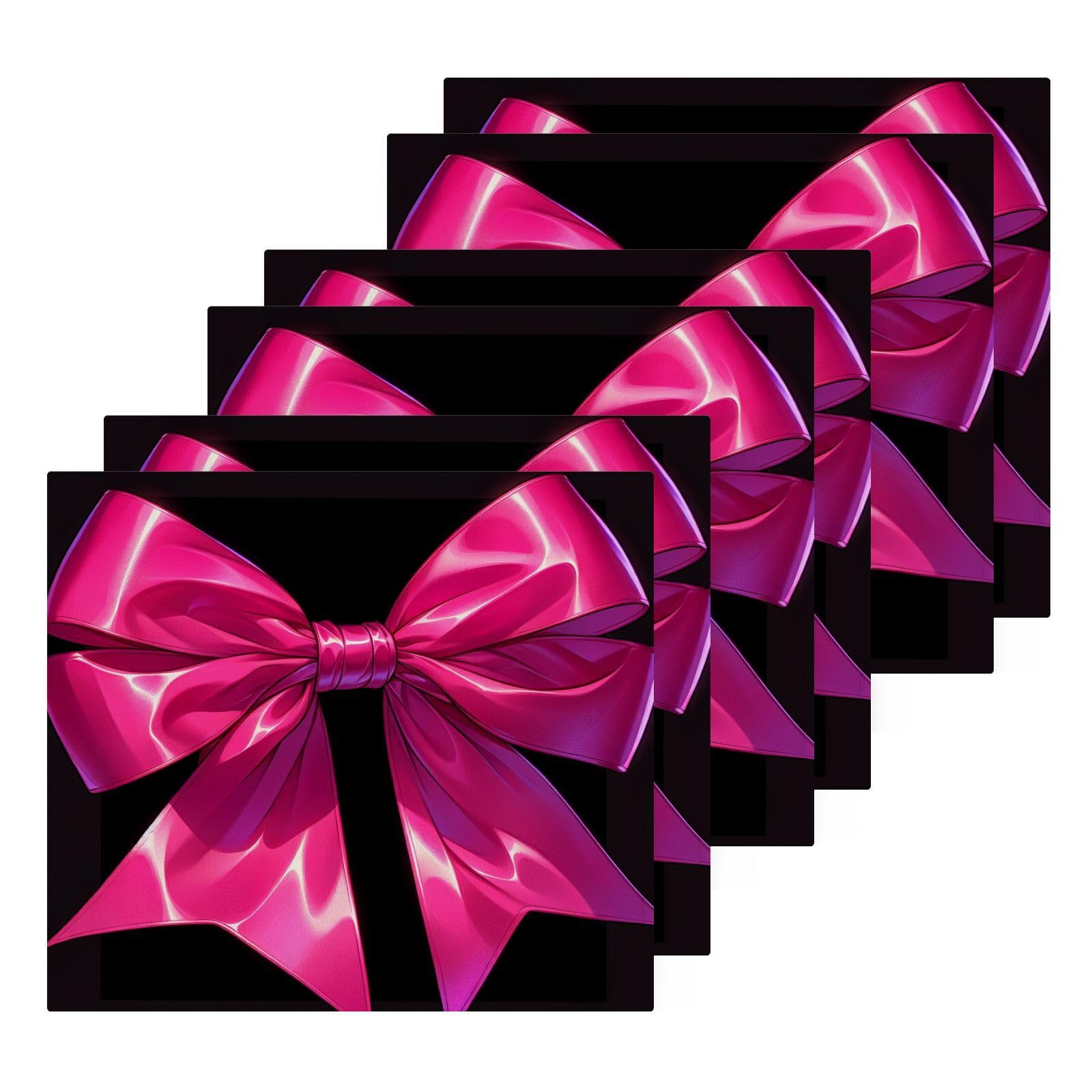 YANENDIE Black Red Bow Washcloths Towels, Highly Absorbent and Soft Cotton Face Cloths, 6 Pack Quick Dry Wash Cloths - 12 X 12 Inches