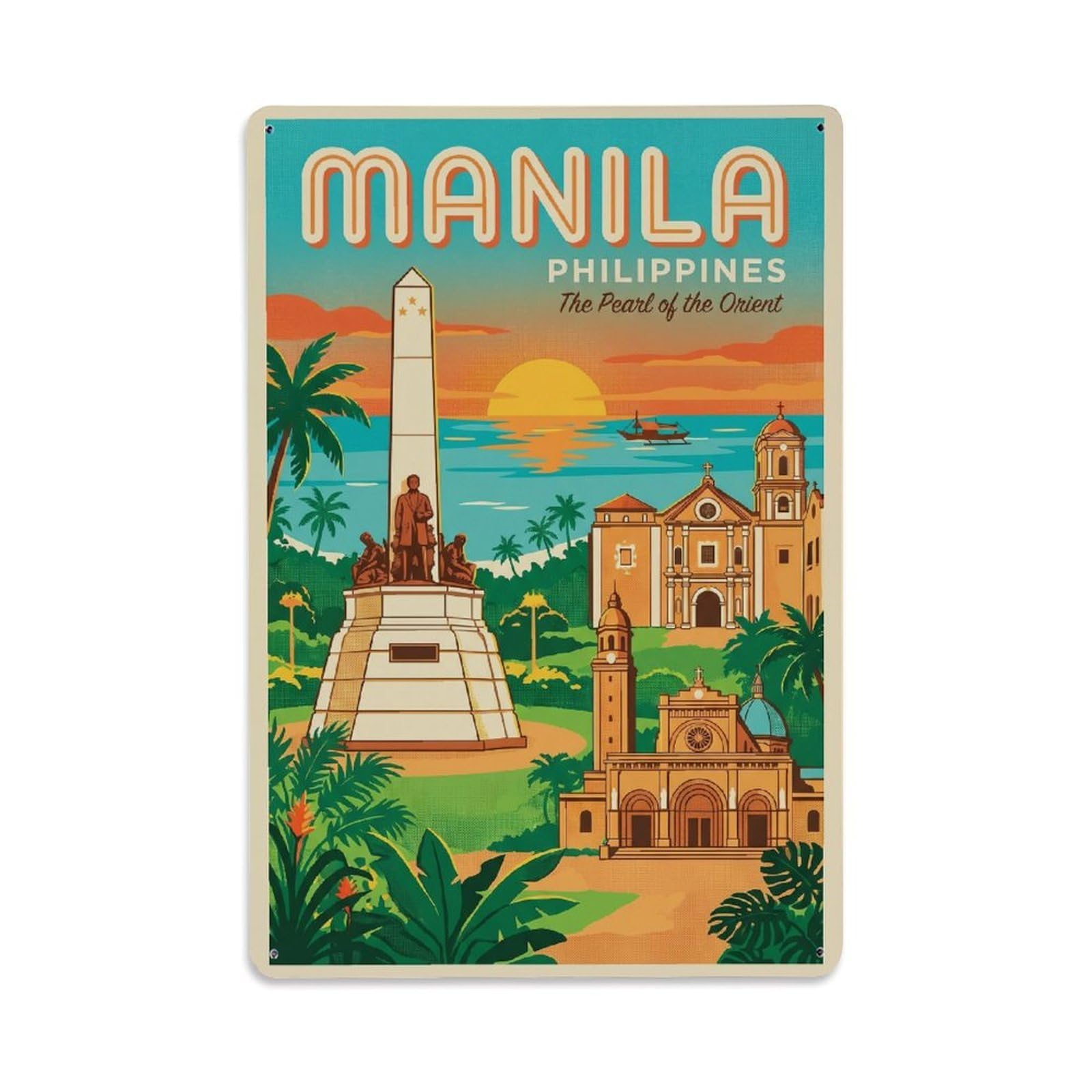 Gead 8X12inch Style Philippines Manila Vintage Metal Tin Sign