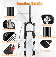 Vista 6 de BUCKLOS Horquilla MTB de Suspensión de Aire de 120mm para Viaje, 26/27.5/29, Ajuste de Rebote 1 1/8 Tubo Recto/Conico QR 9mm, Bloqueo Manual/Remoto