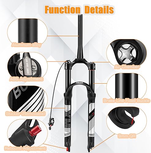 Miniatura 6 de BUCKLOS 2627.529 viaje 120mm MTB aire suspensión tenedor, rebote ajustar 1 18 rectocónico tubo QR 9mm manualbloqueo remoto XC AM ultraligero