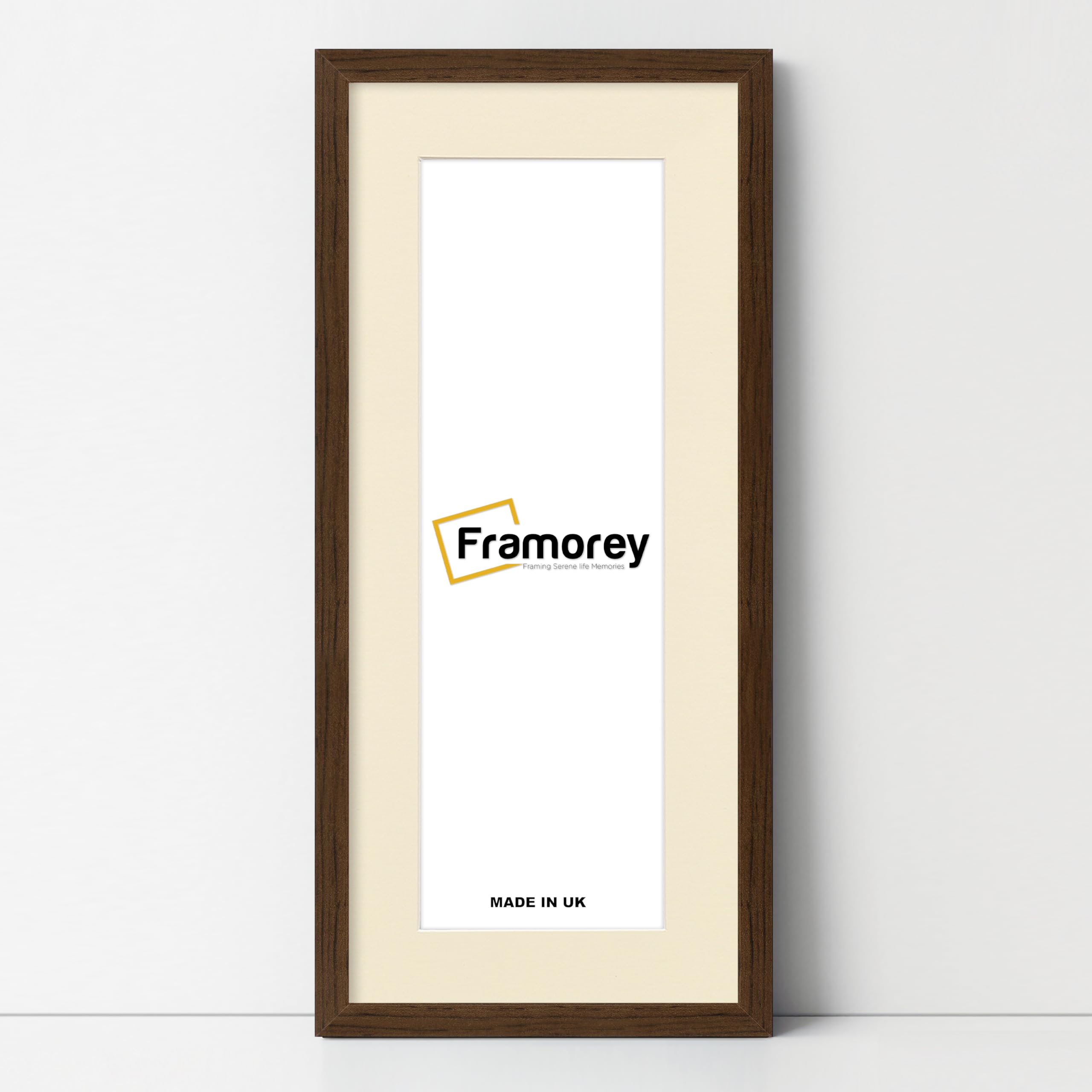 FRAMOREY Oxford Thin Picture Frame, 26x12" Walnut Photo Frame With 22x8" Ivory Mount, Art Poster Frame, Photo Print Frames, With a High Clarity Styrene Shatterproof Perspex Sheet