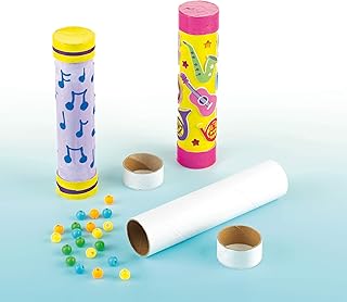 Baker Ross ET422 Music Shaker Sets (4 Pack) Perfect for Kids to Decorate and Personalise Ideal for School or Home Craft Projects - Assorted Colours