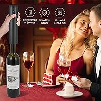 Vista 3 de Juego de abridor eléctrico de botellas de vino con base de carga, negro, abridor automático de botellas de vino con luz LED, kit de sacacorchos
