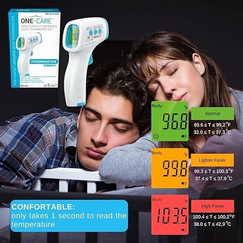 Miniatura 5 de ONE-CARE Termómetro digital infrarrojo HTD8813C - Sin contacto, termómetro Homedics, alta precisión, lectura rápida, temperatura corporal y