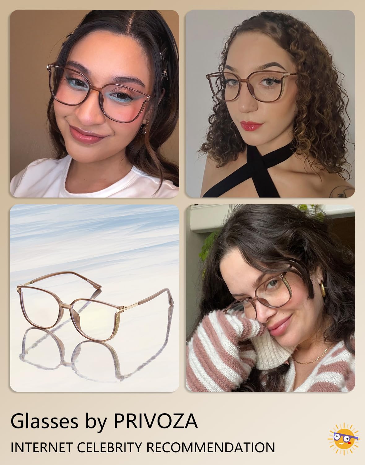 PRIVOZA Medium Cat-eye Blue Light Glasses for women TR90 Computer Reading/Game/Mobile Phone Glasses Blue Light Blocking Glasses Fashion Woman Glasses(Champagne)