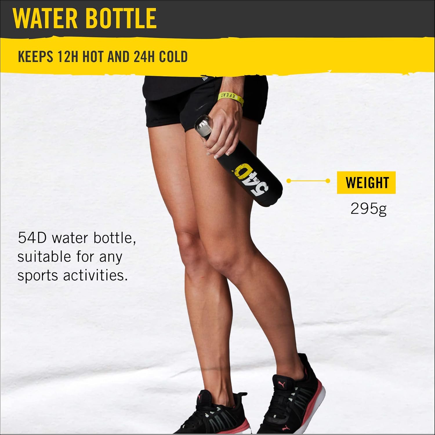 54D INSULATED WATER BOTTLE 17 Oz, Stainless Steel Water Bottles, Sports Water Bottles, Keep Cold for 24 Hours and Hot for 12 Hours. Great for Travel.
