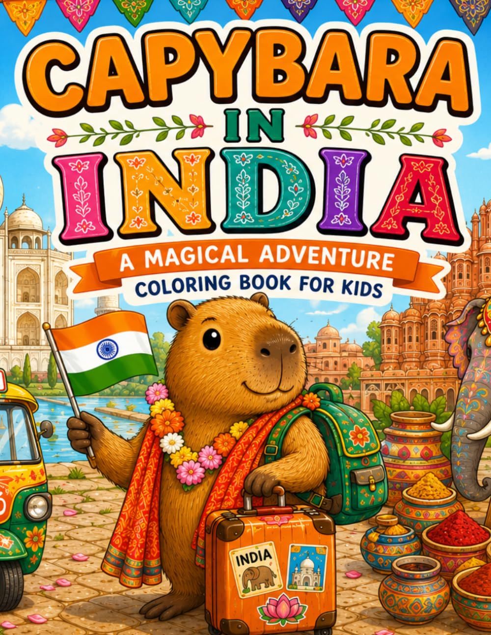 CAPYBARA IN INDIA: A Magical Adventure Coloring Book for Kids (Capybara Around the World)