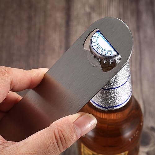 Miniatura 5 de Abrebotellas de cerveza, 10 abrebotellas planas, abridores de cerveza de acero inoxidable, abridor de botellas de barman de sublimación de alta